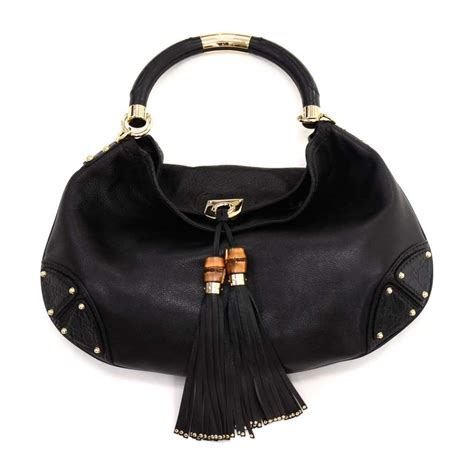 babouska gucci|Gucci Black Leather Babouska Indy Hobo Bag .